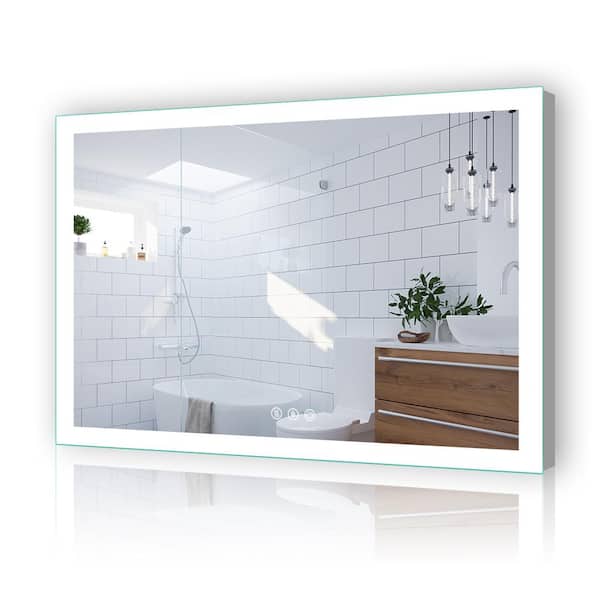 Unbranded LED 48 in. W x 36 in. H Rectangular Frameless Anti-Fog Wall Bathroom Vanity Mirror in Silver