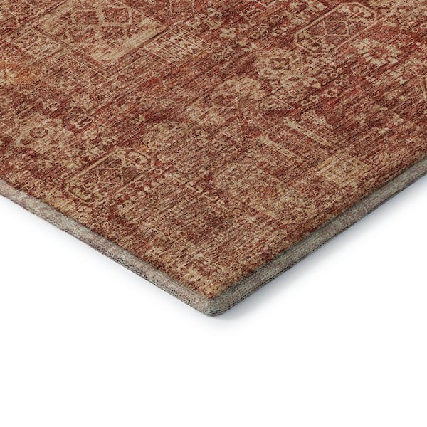 Mayfield Premium Machine Washable Indoor/Outdoor Geometric AMF637 Paprika 8 ft. x 10 ft. Area Rug