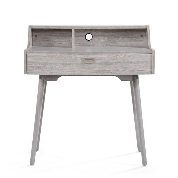 Tatahance 32.6 in. Retangular Gray Oak Wood 1-Drawer Writing Desk with Open Shelves