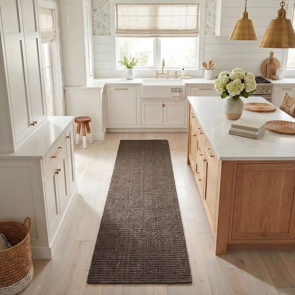 Natural Fiber Brown 3 ft. x 8 ft. Solid Runner Rug