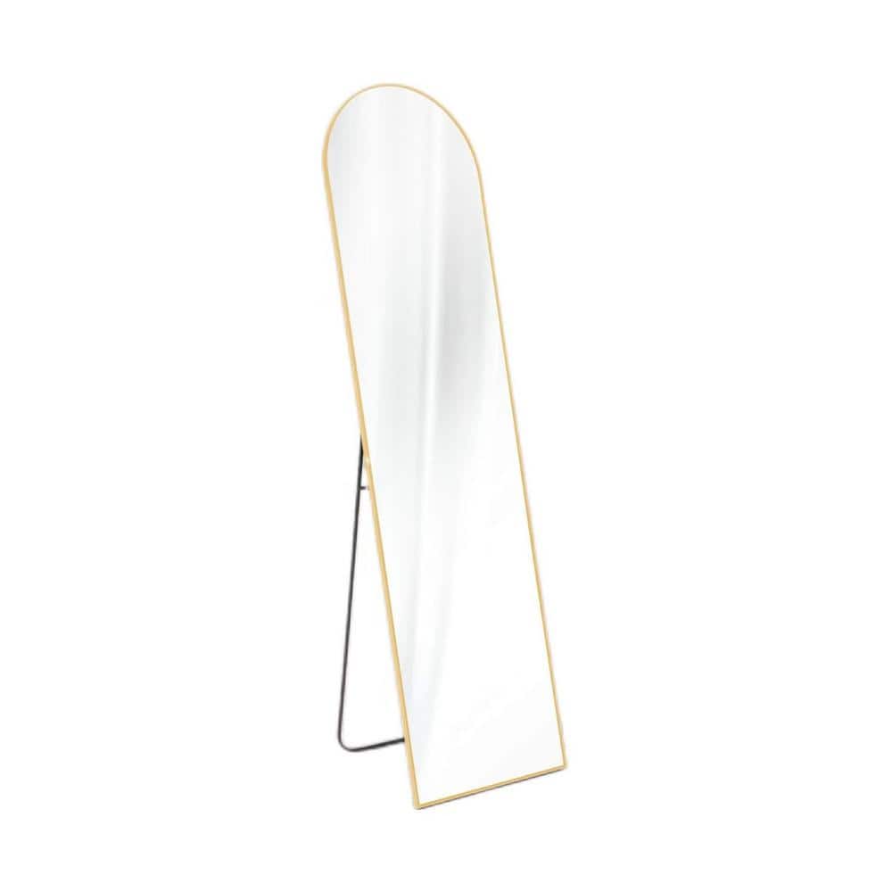 Modern Gold 16 in. W x 59 in. H Arch Metal Full Length Mirror Floor Standin