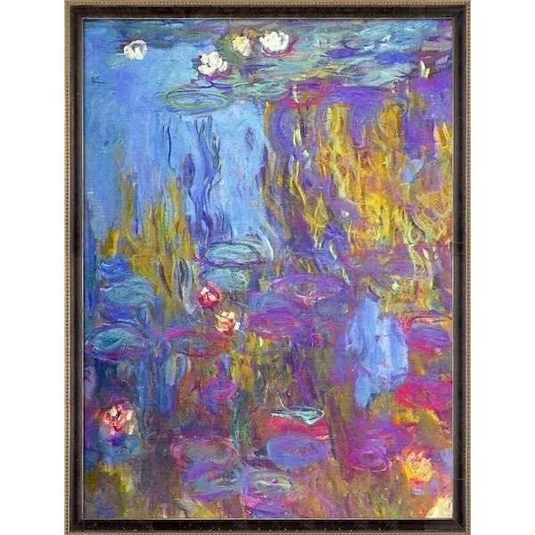 LA PASTICHE Water Lilies, 1917 by Claude Monet Hermitage Cabernet Scoop Framed Abstract Oil Painting Art Print 39.5 in. x 51.5 in.