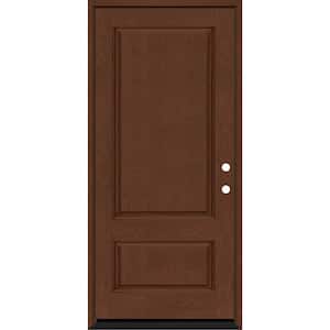 Regency 36 in. x 80 in. 2Panel 3/4-Squaretop LHIS Chestnut Stained Fiberglass Prehung Front Door