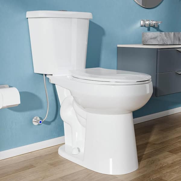 21 in Tallest Round Bowl Dual Flush Toilet 1.1/1.6 GPF in White 2 Piece Toilet with Easy Access Design Soft Close Seat