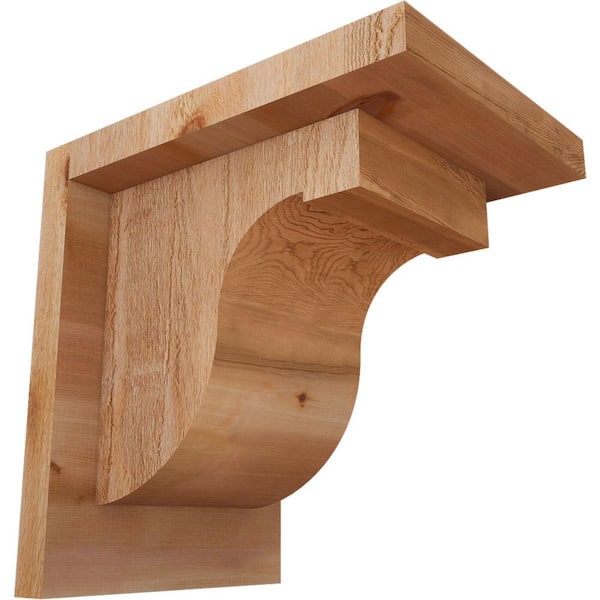 Ekena Millwork 6 in. x 8 in. x 8 in. Western Red Cedar Del Monte Rough Sawn Corbel with Backplate