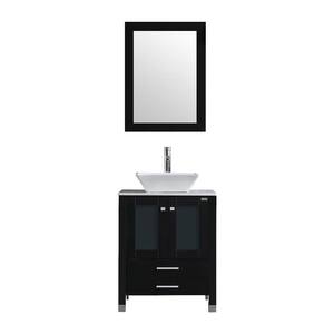 24 in. W x 21.7 in. D x 29.5 in. H Single Sink Bath Vanity Cabinet without Top in Black with Mirror