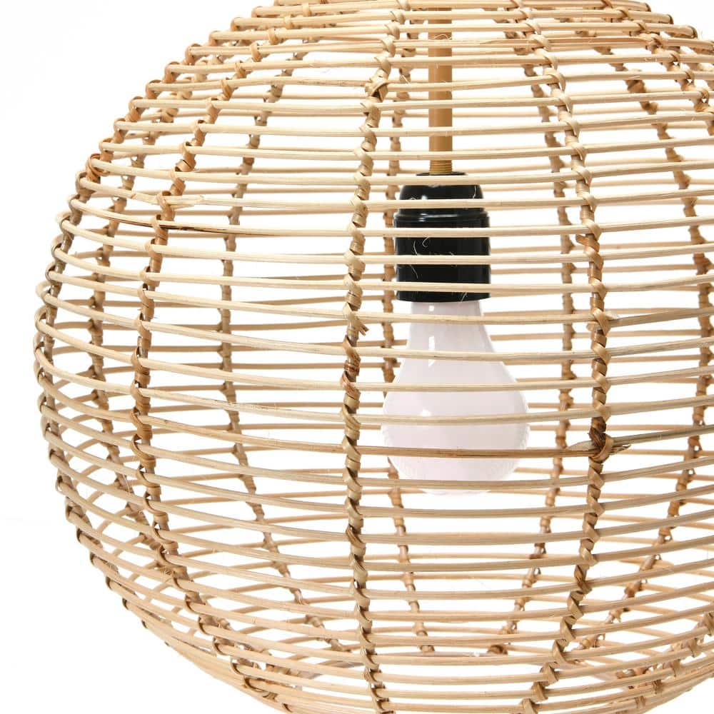 Natural Handwoven Rattan Globe Pendant Light, 13.25"