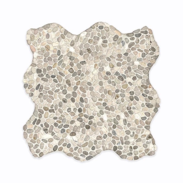 Ivory White Mini Pebble 12 in. x 12 in. Tumbled Marble Mesh-Mounted Mosaic Floor and Wall Tile (9.6 sq. ft. /Case)