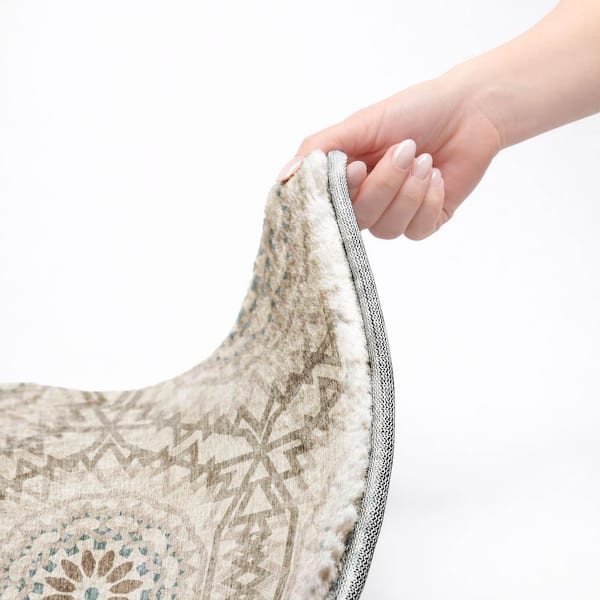 Dream Shag Premium Machine Washable Abstract ADS619 Beige 3 ft. x 4 ft. Area Rug