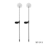 33 in. Tall White Solar Snowflake Garden Stake with Cool LED Light (Set of 2)