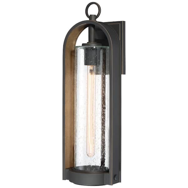 Kamstra 1-Light Oil Rubbed Bronze with Gold Highlights Outdoor Wall Lantern Sconce