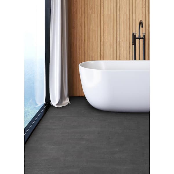 24 in. x 12 in. Quarry Dark Grey Luxury Vinyl Plank Flooring Waterproof Peel and Stick Floor Tiles (12-Tile, 24 sq. ft.)