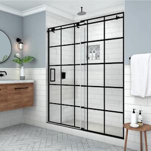 Kamaya XL 68 in. - 72 in. W x 80 in. H Left Sliding Frameless Shower Door in Matte Black with StarCast Clear Glass