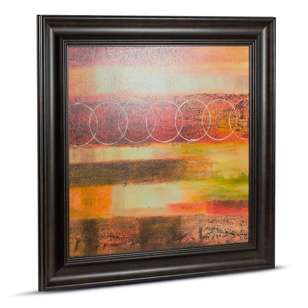 Abstract Circles" by American Art Decor 1-Piece Walnut Frame Canvas Print Abstract Art Print 25 in. x 25 in.