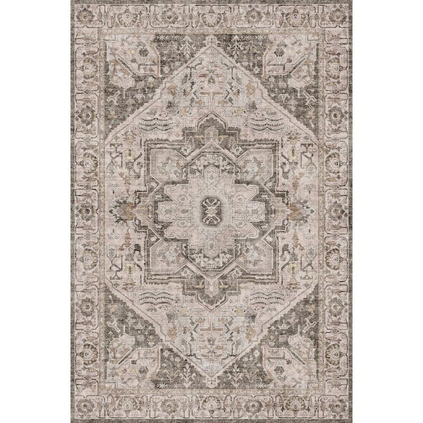 Datura 8 ft. x 10 ft. Brown Oriental Vintage Medallion Area Rug
