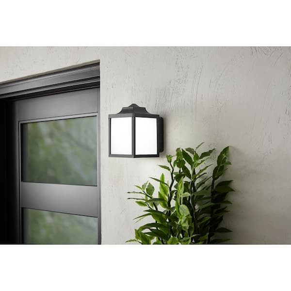 by Hampton Bay Black Outdoor Integrated LED Wall Lantern Sconce 2-Pack 