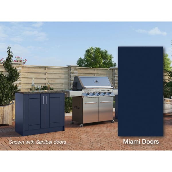 Miami Sapphire Blue 16 Piece 73.25 in. x 34.5 in. x 25.5 in. Outdoor Kitchen Cabinet Island Set