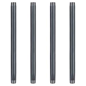 1-1/4 in. x 24 in. Industrial Steel Grey Plumbing Pipe in Black (4-Pack)