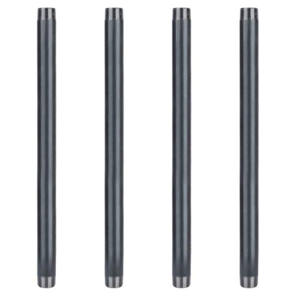 1-1/4 in. x 24 in. Industrial Steel Grey Plumbing Pipe in Black (4-Pack)