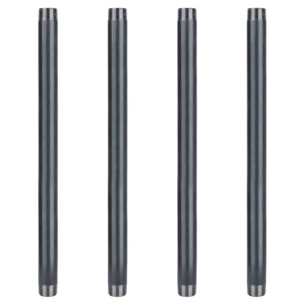 PIPE DECOR 1-1/4 in. x 24 in. Industrial Steel Grey Plumbing Pipe in Black (4-Pack)
