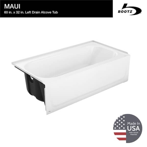 Bootz Industries Maui Plus 60 in. x 32 in. Alcove Soaking Bathtub