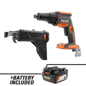 18V Brushless Cordless Drywall Screwdriver with Collated Attachment with 18V Lithium-Ion 4.0 Ah Battery