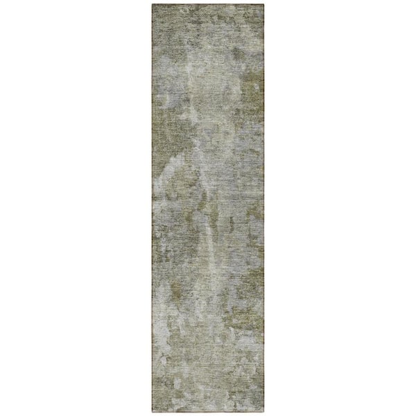 Green 2 ft. x 8 ft. Woven Abstract Runner Indoor/Outdoor Area Rug