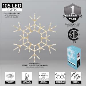 36 in. 105-Light LED Warm White Folding Snowflake Decoration