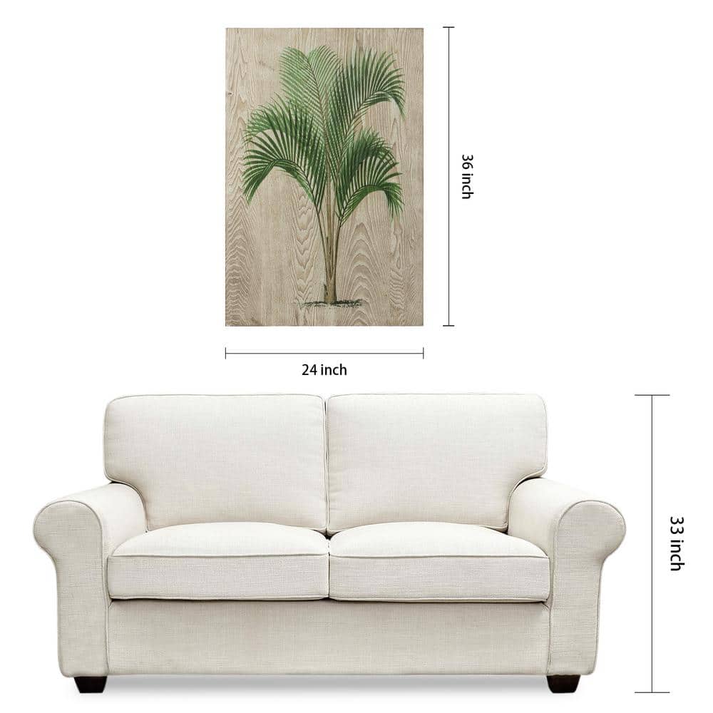 Green Palm Tree Coastal Ash Wood Wall Art, 36" x 24"