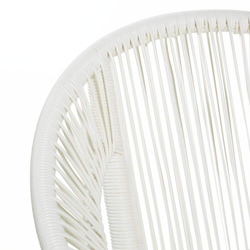 Luxe Modern White Woven Rattan Outdoor Dining Chair