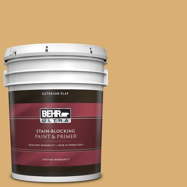 BEHR ULTRA 5 gal. Home Decorators Collection #HDC-AC-08 Mustard Field Flat Exterior Paint & Primer