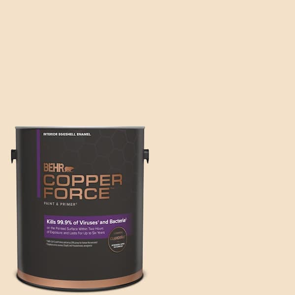 COPPER FORCE 1 gal. #BWC-08 Pebble Cream Eggshell Enamel Virucidal and  Antibacterial Interior Paint & Primer 219001 - The Home Depot