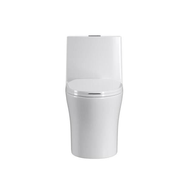 cadeninc 1-Piece 1.1 GPF/1.6 GPF Dual Flush Elongated Toilet in White Siphonic Jet with Toilet Seat Included