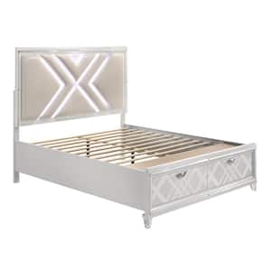 Rusconi 85.5 in. W White Eastern King Wood Frame Platforn Bed