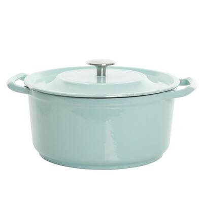 Oak Park 3 Qt. Enameled Cast Iron Casserole with Lid and Glass Steamer in Light Blue