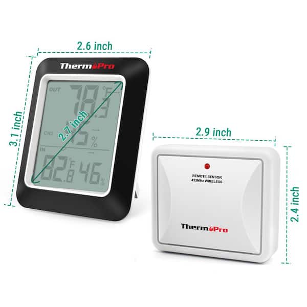 ThermoPro TP280BW 1000ft Home Weather Stations Wireless Indoor Outdoor Thermometer, Indoor Outdoor Weather Station