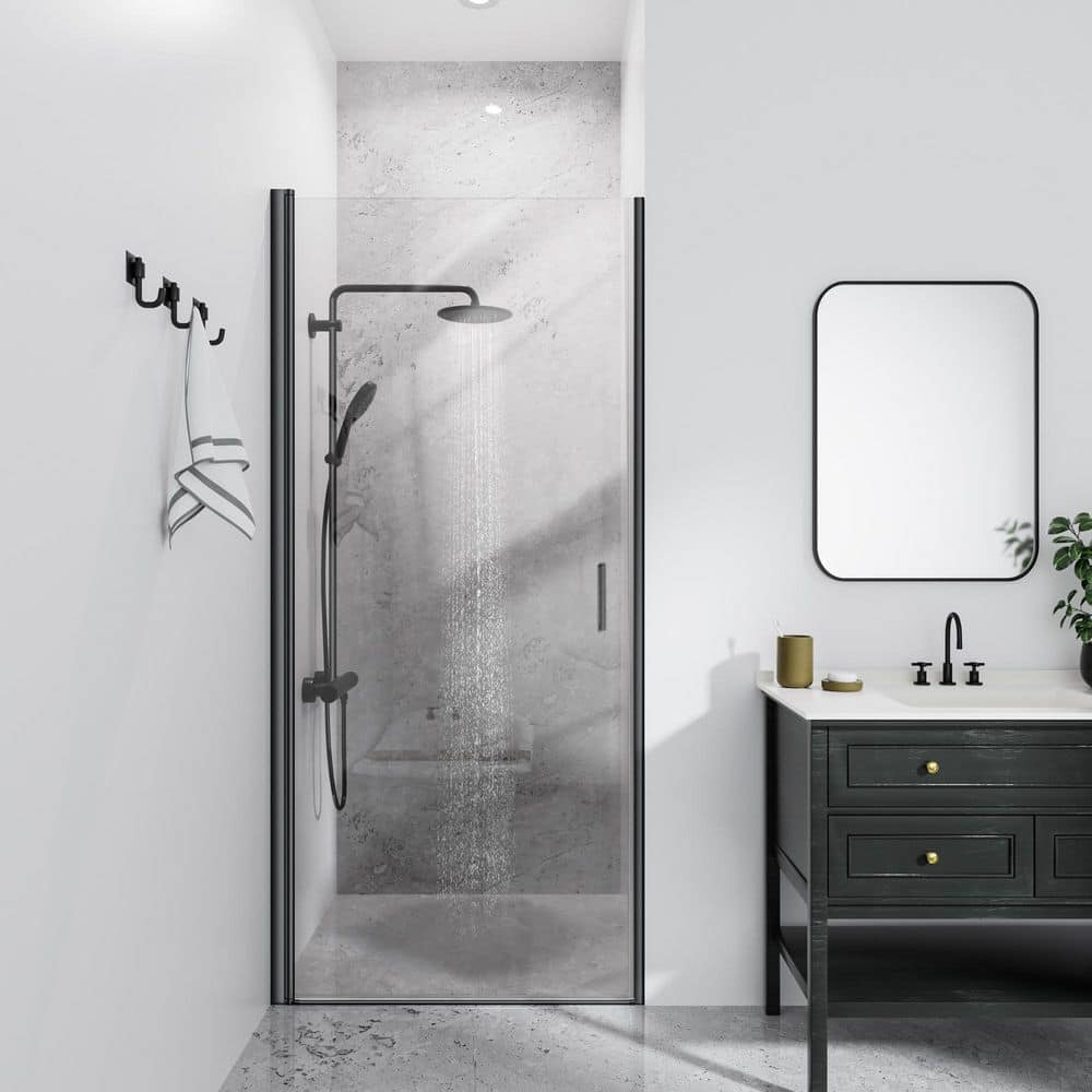 34 in. W x 72 in. H Frameless Pivot Shower Door with Tempered Clear Glass in Matte Black price history on PriceWatchPro