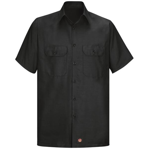 Red Kap Men's Size L (Tall) Black Solid Rip Stop Shirt SY60BK SSL L ...