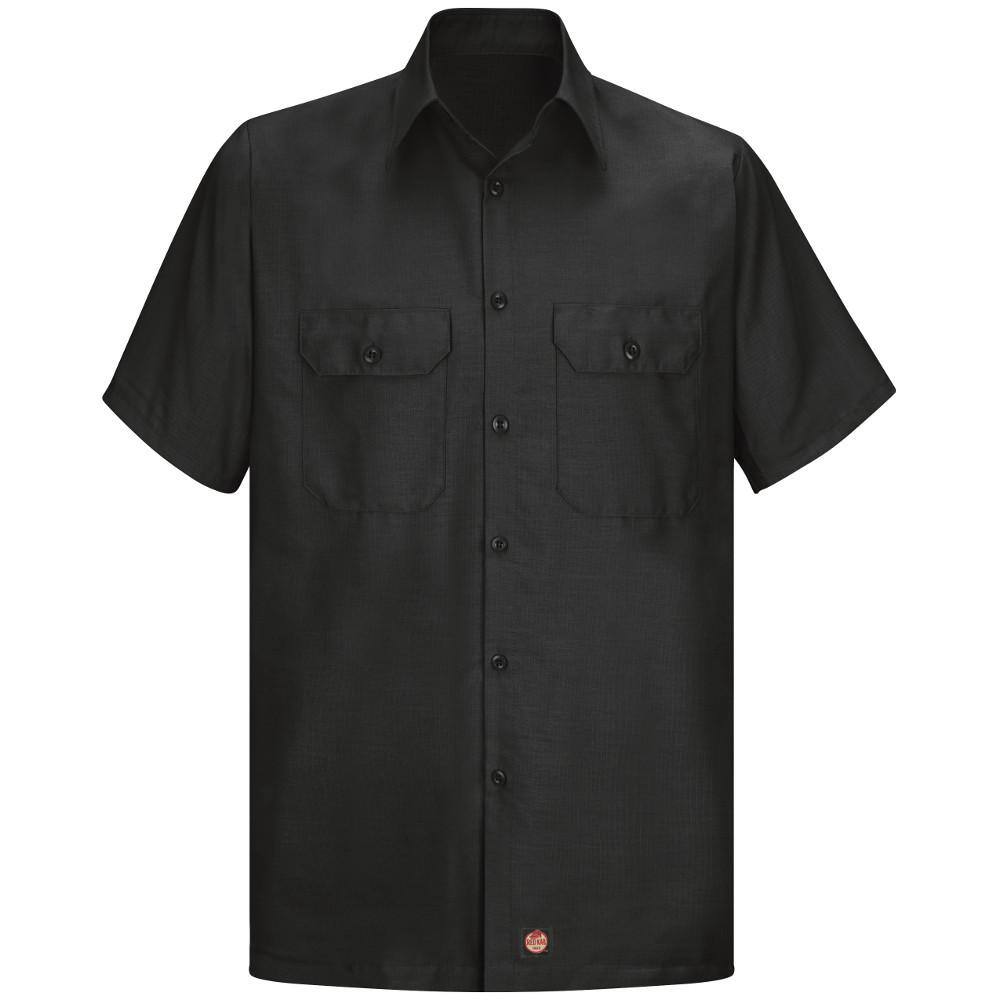 Red Kap Men's Size XL (Tall) Black Solid Rip Stop Shirt SY60BK SSL XL