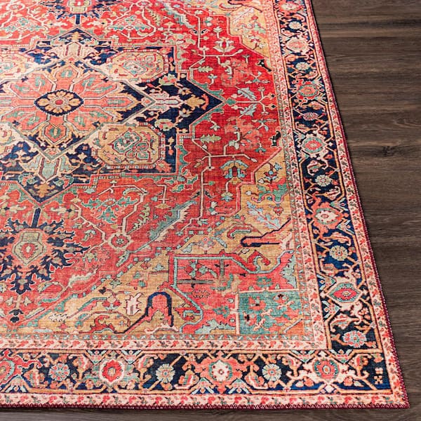 Alfons Red Doormat 2 ft. x 4 ft. Area Rug