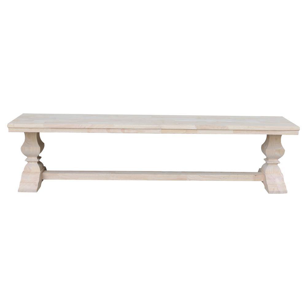 White Wood Traditional Trestle Bench for Living Room