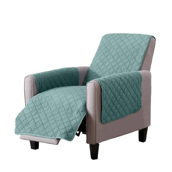 Great Bay Home Laurina Collection Aqua Stonewashed Reversible Recliner Furniture Protector