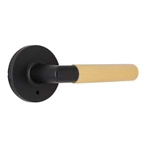 Downing Matte Black/Brushed Gold Black Privacy Bed/Bath Door Lever