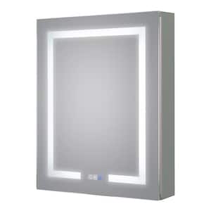 24 in. W x 30 in. H Frameless Recessed or Surface-Mount Wall Anti-Fog LED Light Left Medicine Cabinet with Mirror