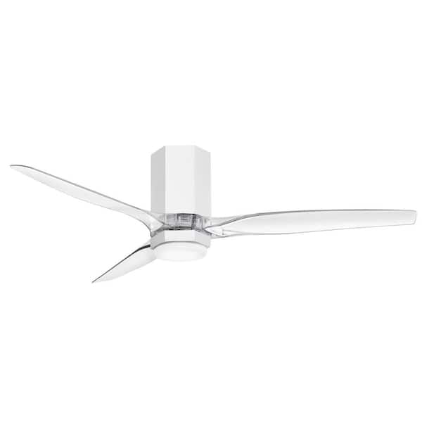 HINKLEY - Facet 52.0 in. Indoor/Outdoor Integrated LED Matte White Ceiling Fan with Remote Control