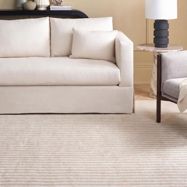 Martha Stewart 8 ft. x 10 ft. Beige/Ivory Striped Contemporary Area Rug