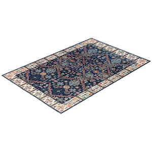 Serapi Blue 4 ft. x 6 ft. Tribal Wool Indoor Area Rug