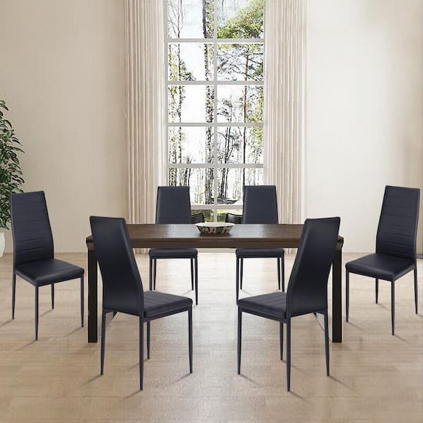 Boyel Living Black Leather T Stitch, Black Upholstered Dining Chairs Set Of 6