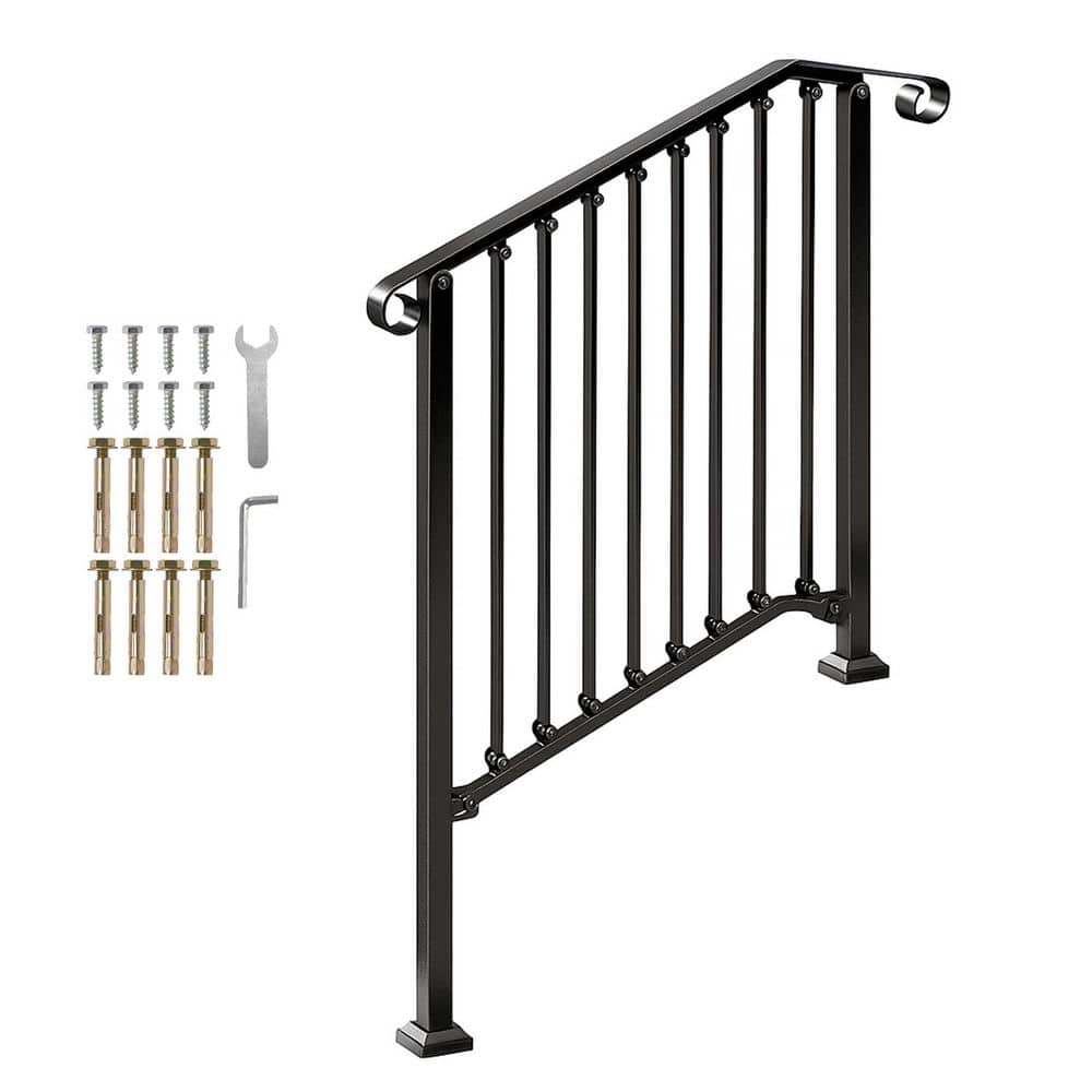 Afoxsos 51 x 43 Metal Outdoor Handrail for 3 or 4 Steps Stairs, Fits ...