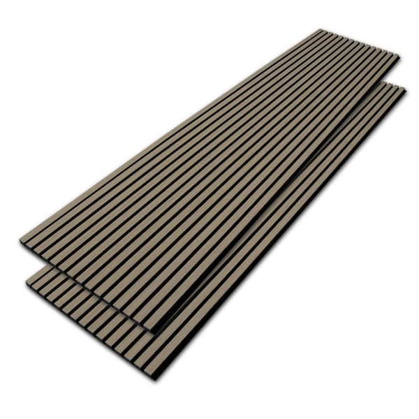 sunwings 2-Pieces Walnut 0.83 In. x 2 ft. x 8 ft. Wood Slat Acoustic Decorative Wall Paneling 3D Sound Absorbing (31 sq.ft./Case)